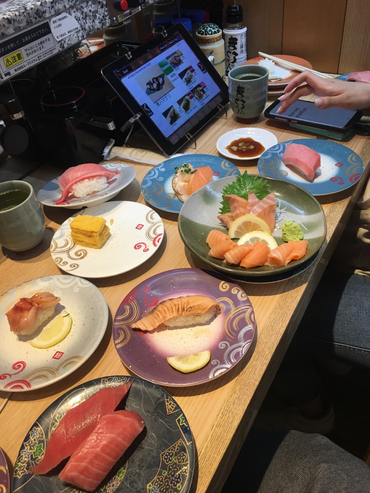 Conveyer belt sushi at Yodobashi Akiba